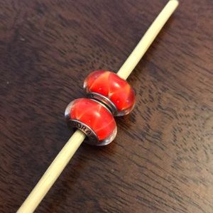 Used Pandora orange glass charms set